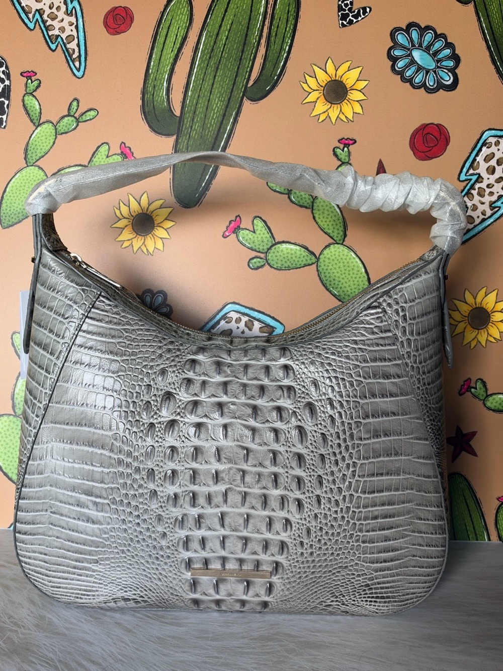 Firm Brahmin Edie Dove Grey Shoulder Bag NWT $345 SOFT LEATHER